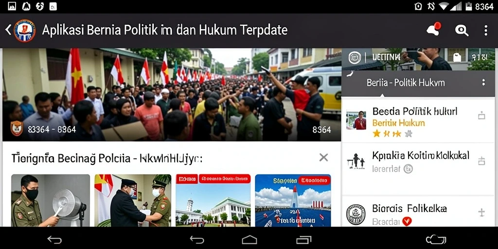 Tampilan antarmuka 8364 menampilkan berita politik dan hukum terbaru.