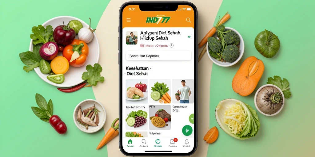 Antarmuka aplikasi IND777 menyediakan informasi diet sehat yang berguna.