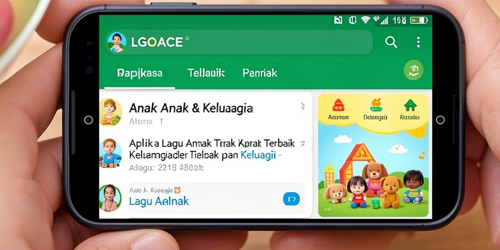 Antarmuka LGOACE dengan lagu-lagu anak yang ceria.