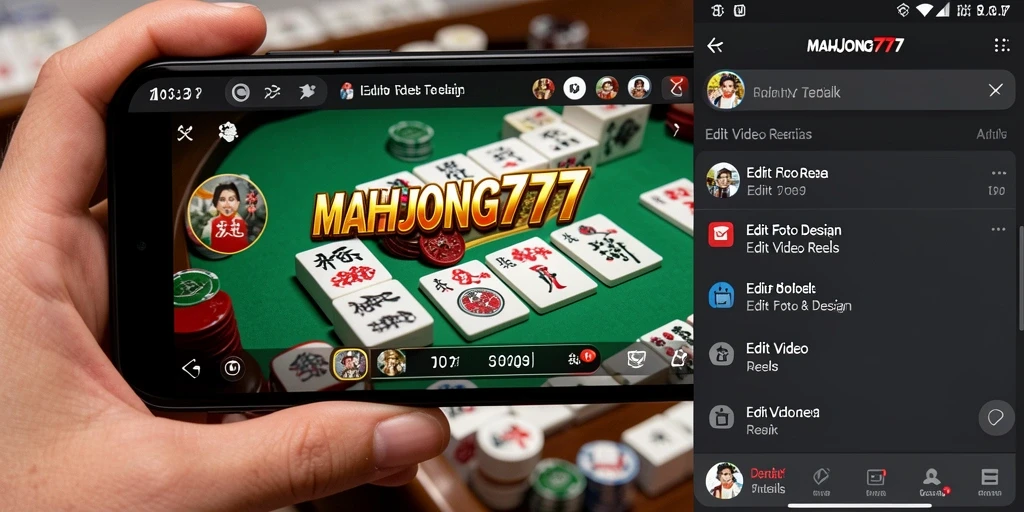 Tampilan antarmuka MAHJONG777 saat mengedit video dengan fitur Edit Video Reels.