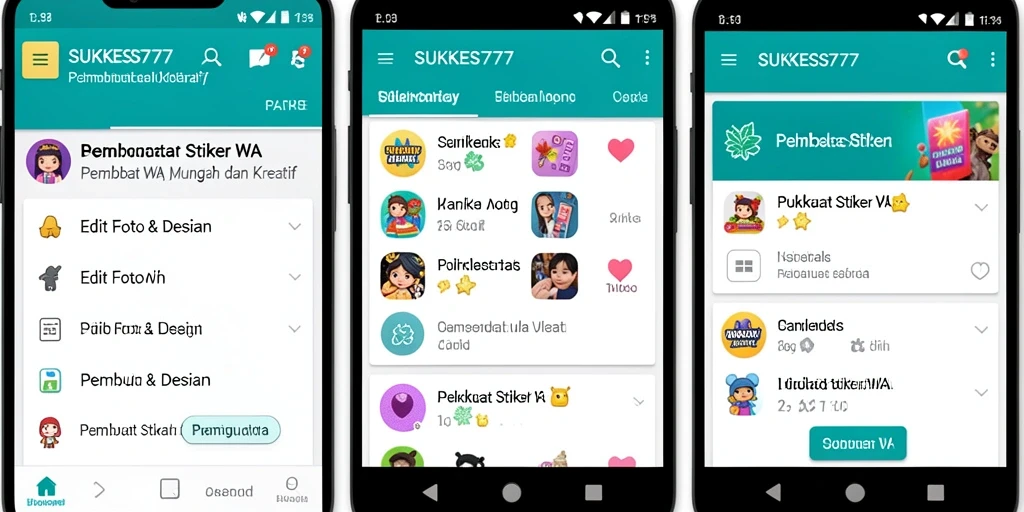 Antarmuka sederhana dan fungsional dari SUKSES777 untuk membuat stiker.