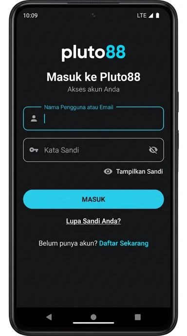 Tampilan halaman login pluto88
