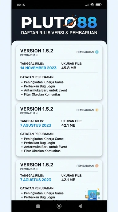 Tampilan riwayat versi pluto88